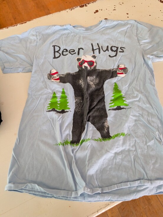 Other - Light Blue 'Beer Hugs' Bear Graphic Tee